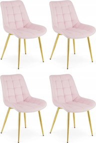 Rózsaszín étkezőszék BERA bársony arany lábakkal