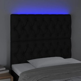 fekete szövet LED-es fejtámla 90x7x118/128 cm