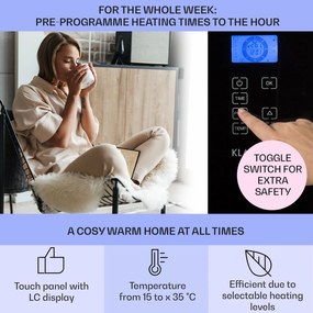 Klarstein Norderney, konvektor, 1000 W termosztát, időzítő, 20 m², fekete