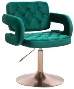 HR8403N Sötétzöld modern velúr szék arany lábbal