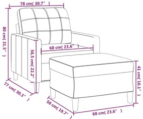 barna szövet kanapéfotel lábtartóval 60 cm