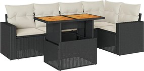 vidaXL 6 részes fekete polyrattan kerti ülőgarnitúra párnákkal