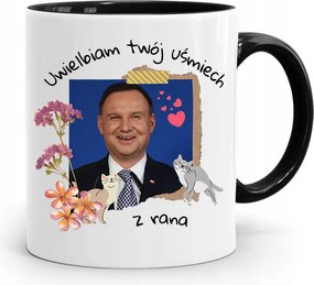 Andrzej Duda Elnök Fekete Bögre Ajándék fényképes nyomtatással