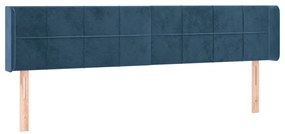 sötétkék bársony LED-es fejtámla 163 x 16 x 78/88 cm