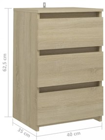 2 db sonoma tölgy színű szerelt fa éjjeliszekrény 40x35x62,5 cm
