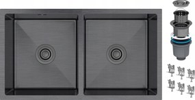 Acél Mosogató Fekete 2KOM Pult Alatti BARI80