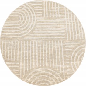 Kültéri Kerek Szőnyeg Bézs Sima Krém Erkélyre Haga átm. 120 cm