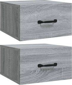 vidaXL 2 db szürke sonoma falra szerelhető éjjeliszekrény 35x35x20 cm