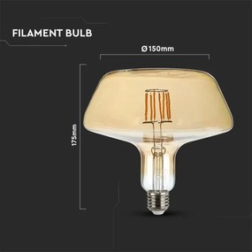 LED Izzó FILAMENT T180 E27/8W/230V 1800K