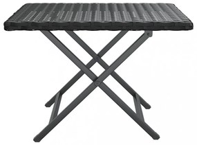 fekete összecsukható polyrattan asztal 45 x 35 x 32 cm