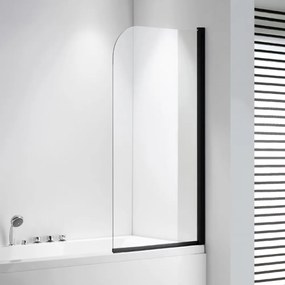 Stuxi Ravenna Black 75x140 kihajtható 1 szárnyú kádparaván 6 mm vastag vízlepergető biztonsági üveggel, fekete elemekkel