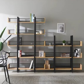 5 polcos polcállvány, tölgy/fekete, KILIS NEW TYP 2