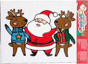 Zselés ablakmatrica 32 x 22 cm Rénszarvasok Mikulással