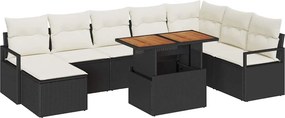 vidaXL Kerti Kanapé Szett párnával 9 pcs Fekete és Krém
