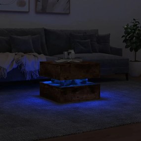 füstös tölgy színű dohányzóasztal LED-lámpákkal 50 x 50 x 40 cm