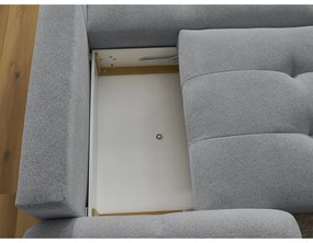 Szürke zsenília kinyitható-tárolóhelyes sarokkanapé (jobb oldali-heverő résszel) Roxelane – Bobochic Paris