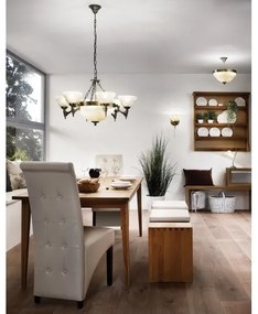 EGLO 85858 - Csillár láncon MARBELLA 9xE14/60W alabástrom üveg