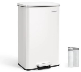 Pedálos szemeteskuka 40L, fehér, 15 szemeteszsákkal
