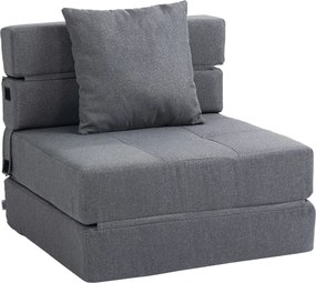 HOMCOM Kanapéágy Összecsukható 2 az 1 ben Fotelágy Kihúzható Kanapé Vendégágy Párnával Moduláris Helytakarékos Design Terhelhetőség akár 120 kg Sötéts