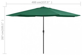 zöld kültéri napernyő fémrúddal 390 cm