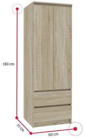 ESTRELLA S60 2D2SZ szekrény, 60x180x51, fehér