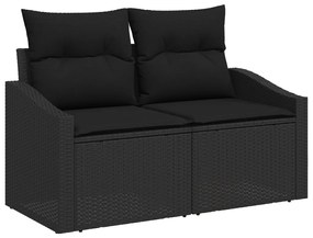 Kerti Kanapé Szett 6 Darabos Fekete Műanyag Rattan, Szövet, Acél