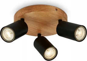 Briloner mennyezeti spotlámpa 3xGU10 fekete/fa, átmérő 19 cm