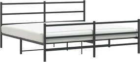 vidaXL fekete fém ágykeret fej- és lábtámlával 200 x 200 cm