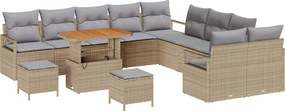 vidaXL Kerti Kanapé Szett párnával 13 pcs Bézs polirattan