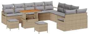 vidaXL Kerti Kanapé Szett párnával 13 pcs Bézs polirattan