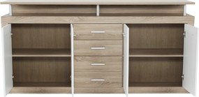 Komód, sonoma tölgyfa/fehér, JUNO - JACHIM NEW