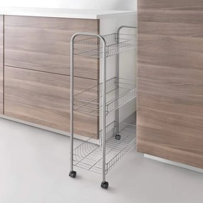 Ascona Slim De Luxe háromszintes görgős polc, magasság 84 cm - Metaltex