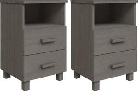 vidaXL HAMAR 2 db világosszürke tömör fa éjjeliszekrény 40x35x62 cm