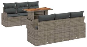 vidaXL Kerti Kanapé Szett tárolóval 7 pcs Szürke Poli rattan