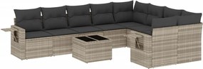 vidaXL 10 részes világosszürke polyrattan kerti ülőgarnitúra párnákkal