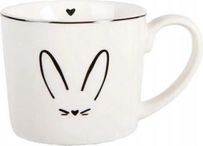 Fehér kerámia bögre nyuszifülekkel és szívvel Minimalist Heart 12x8x7