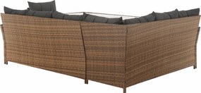 Kerti rattan szett, szürkésbarna/világosbarna, SAGIR