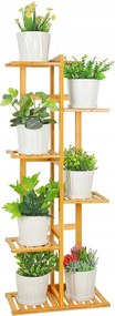 Bambusz Virágágyás Virágtartó Állvány Növények 7 Polcos 103cm