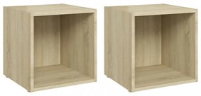 2 db sonoma tölgy színű szerelt fa TV-szekrény 37 x 35 x 37 cm