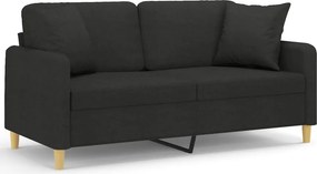 vidaXL 2 személyes fekete szövet kanapé díszpárnákkal 140 cm