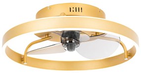 Mennyezeti ventilátor sárgaréz 50 cm LED-del, fényerőszabályzóval és távirányítóval - Maddy