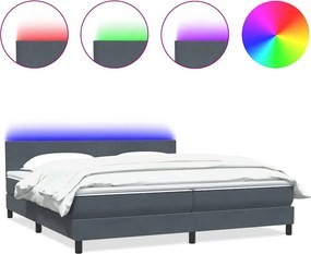 vidaXL sötétszürke bársony rugós és LED-es ágy matraccal 180x210 cm