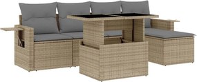 vidaXL 6 részes bézs polyrattan kerti ülőgarnitúra párnával