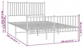fehér fém ágykeret fej- és lábtámlával 140x200 cm