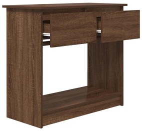barna tölgyszínű konzolasztal fiókokkal 85,5x38,5x74,5 cm