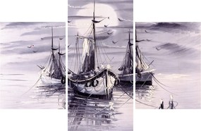 Kép - kikötő, olajfestmény (90x60 cm)