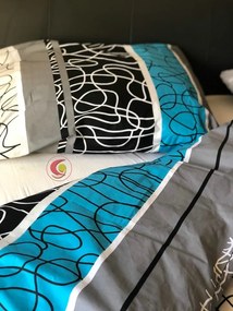 KÉK-FEKETE-SZÜRKE Pamut ágynemű DeLuxe Ágynemű mérete: 140x200 cm, A csomag tartalma: Készletcsomagolás