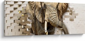 Kép - Egy elefánt áttör a falon (órával) (90x30 cm)