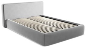 Szürke kárpitozott ágyneműtartós franciaágy ágyráccsal 140x200 cm Kiana – Makamii