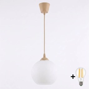 Brilagi - RETRO GLASS LED kábeles függőlámpa 1xE27/60W/230V, átmérő 15 cm, bézs/fehér